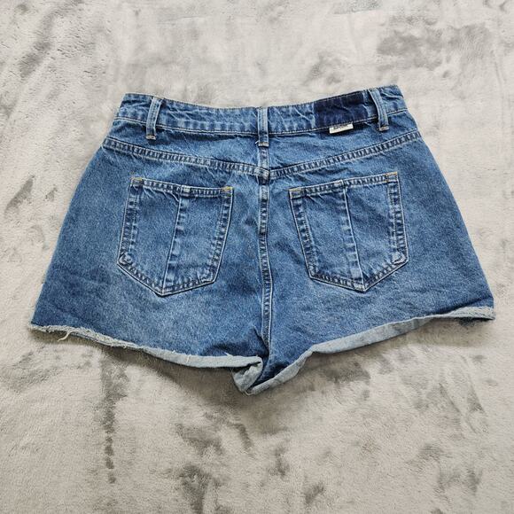 RIP CURL Shorts Womens 30 Blue Amy High Rise Cut Off Rolled Hem Beach Summer - Picture 4 of 14